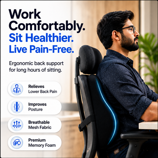 Ergonomic Memory Foam Lumbar Support Cushion for Office Chair